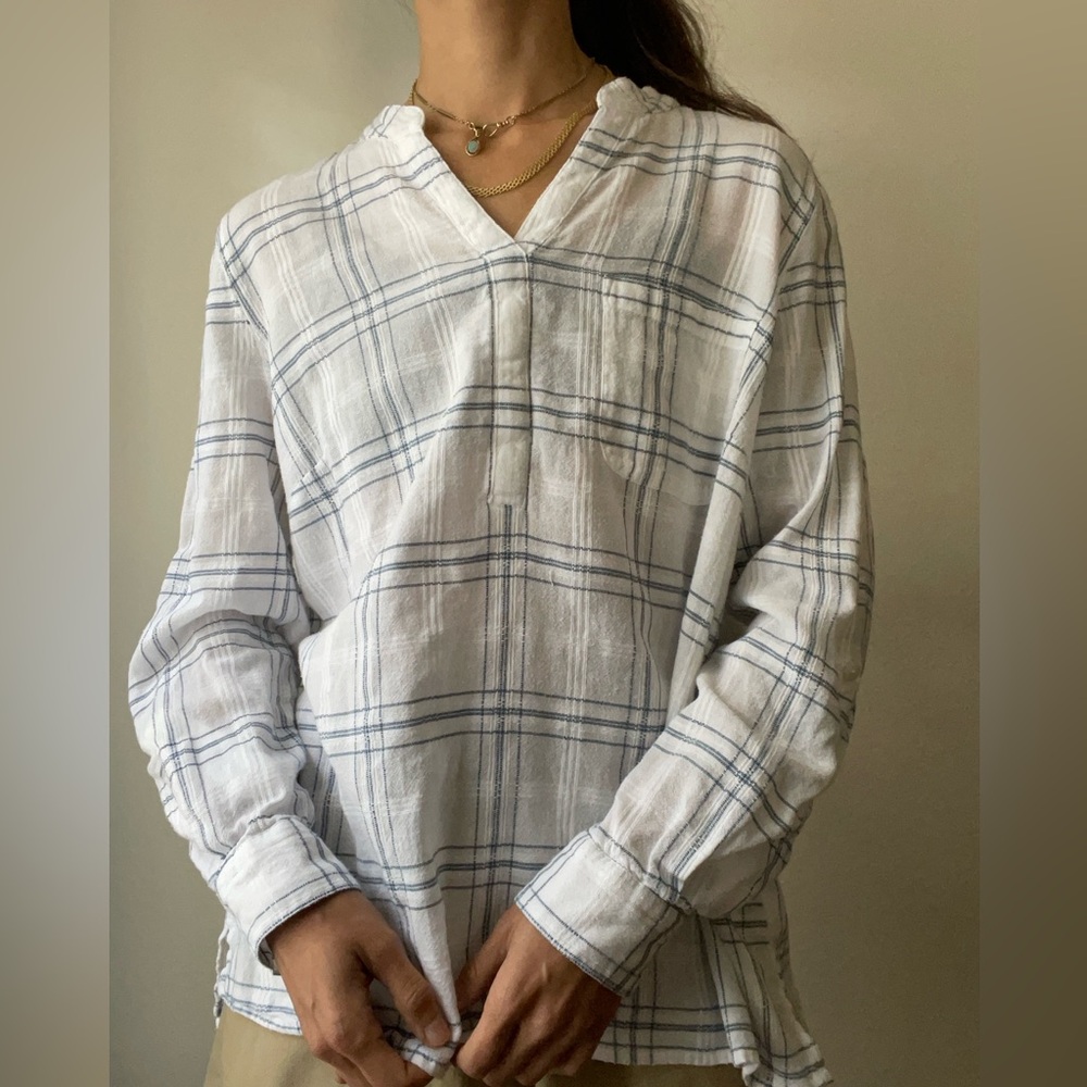 💚clearance 💚 Style and co gauzy cotton grid print popover top